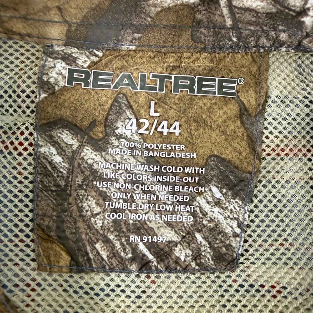 Realtree Mens Large Plaid Short Sleeve Button Down Shirt Blue Red Camo Trim
